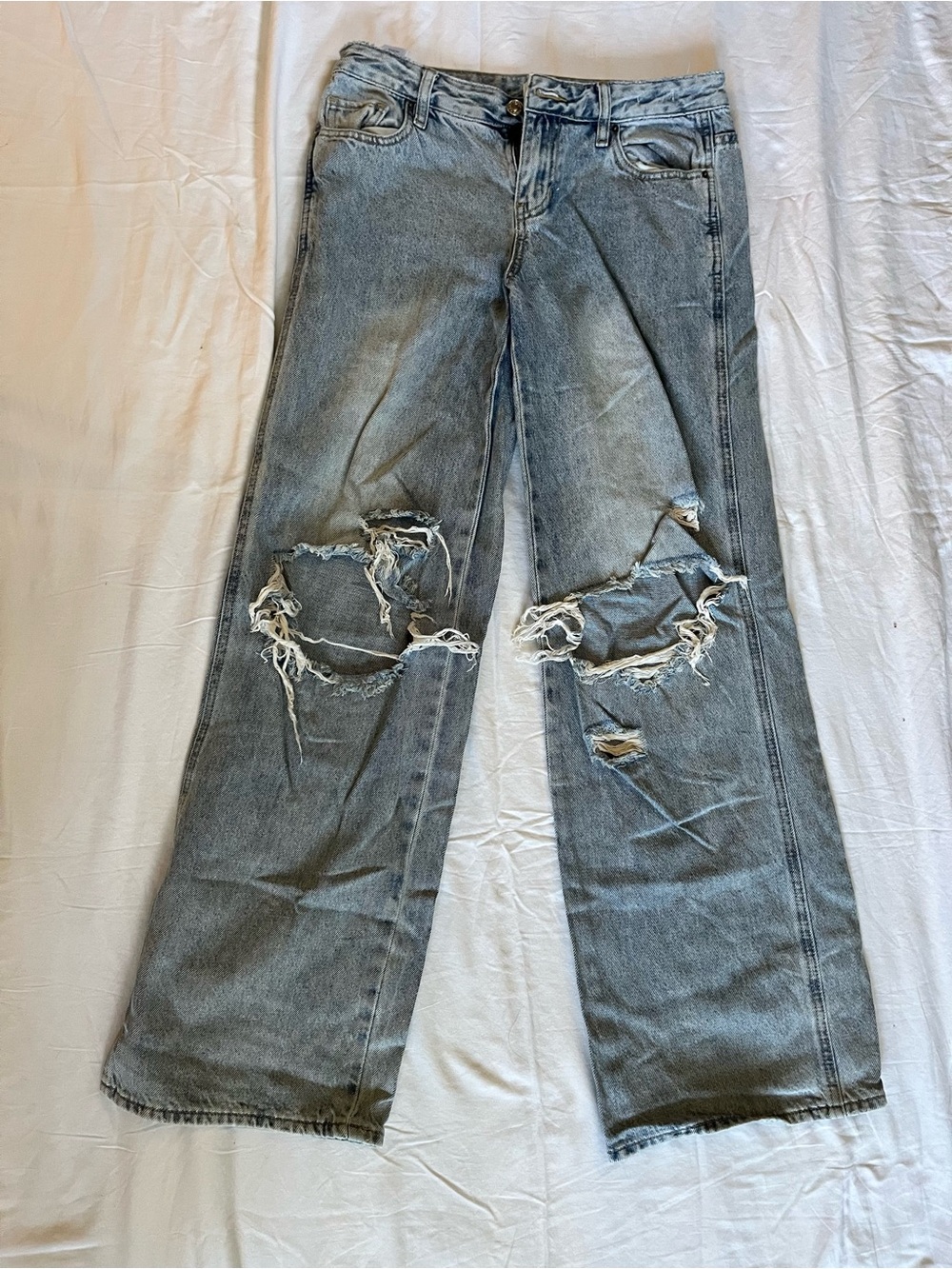 Urban Outfitters Washed Gray Distressed Wide-Leg Jeans